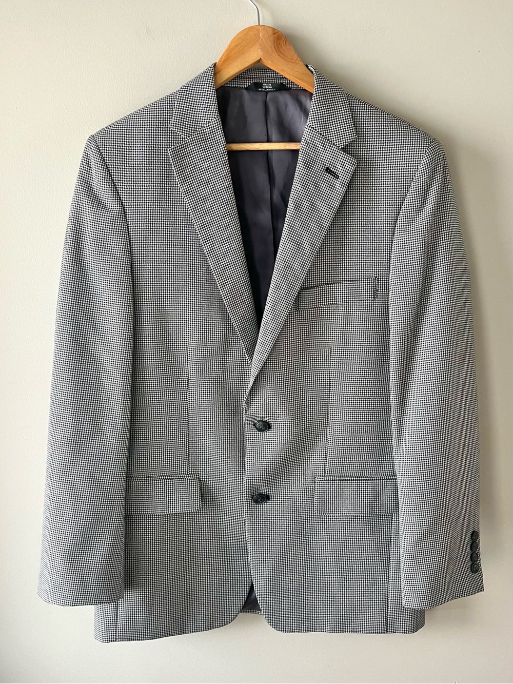 Haggar Men's Houndstooth Black and Gray Blazer Size 40L Classic Fit